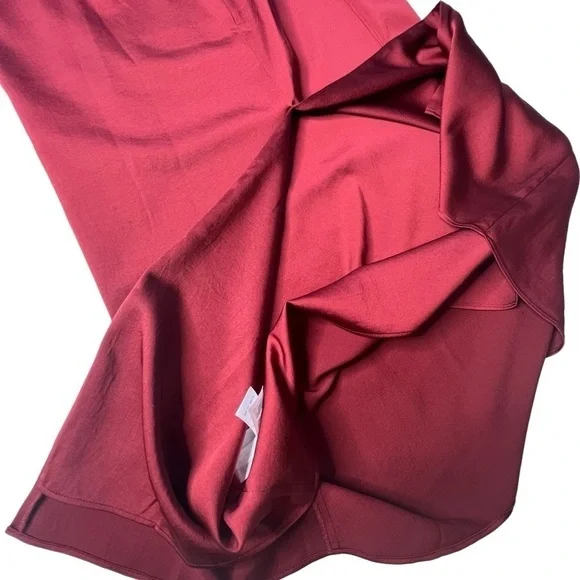 J.Crew Tie-Strap Textured Satin Midi Dress in Deep Red Size 14 - Picture 14 of 15